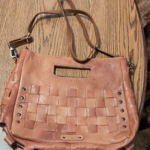 Brown Woven Leather Shoulder Bag